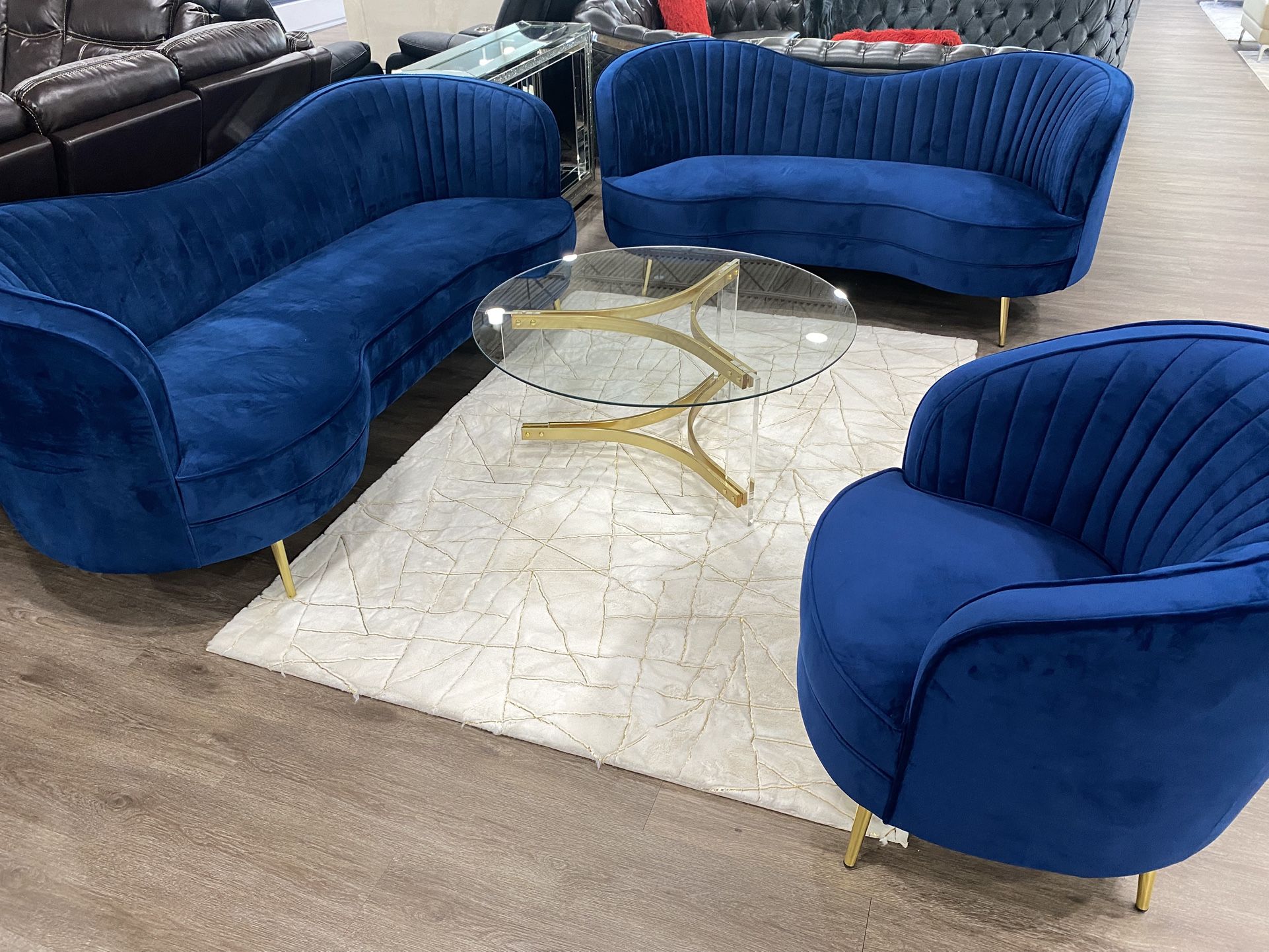 3 Piece Blue Velvet Sofa Set ๐ FREE LOVESEAT ๐ฅ ALL 3 Only $1899