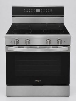 Whirlpool - 30 in. Wide 5 elements 5.3 cu. ft. Smart Electric Freestanding Range with Air Cooking Technology, No Preheat Air Fry - Stainless Steel