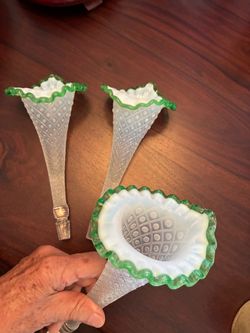 (3)- Vintage glass flower vases