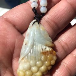 Certified A grade 2 color jadeite jade carved flower pendant