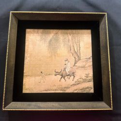 Vintage Artist Li Tang Old Man & child on Buffalo