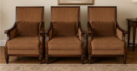 Set of 3 Ashley Furniture Traditional Wood Accent Chairs