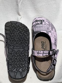 Birkenstock “Alpro” - Pink with newspaper typography