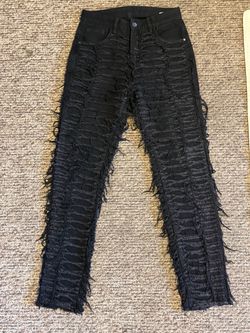 Black Heavily Distressed Stacked Jeans