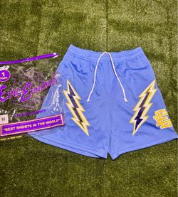 Eric Emanuel Mesh Shorts Blue Lightning Bolt