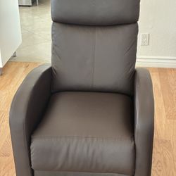 Faux Leather Recliner Chair Manual Brown