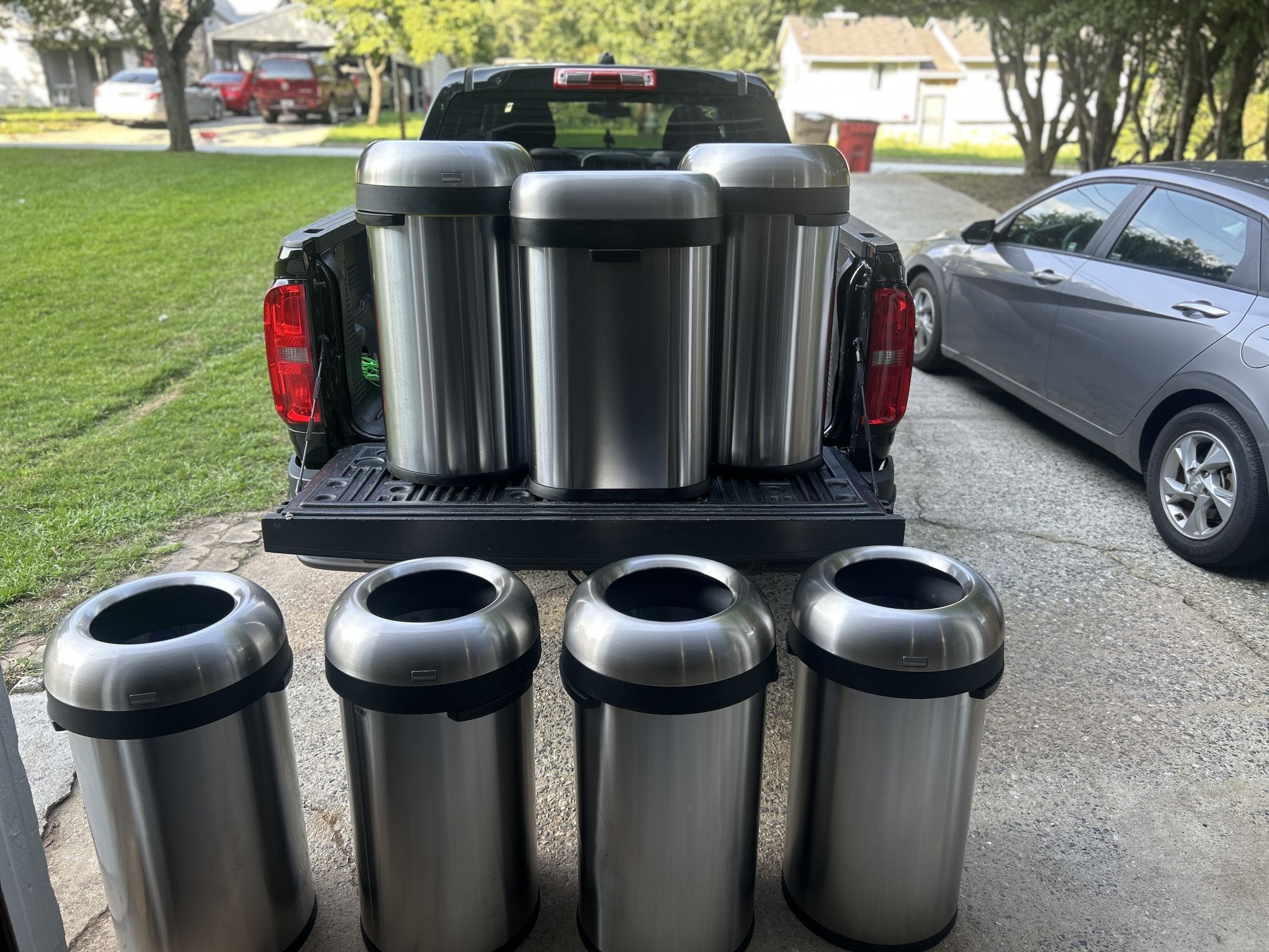 Simplehuman stainless steel garbage cans