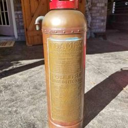 Antique Vintage Copper Fire Extinguisher 