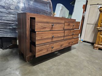 6-Drawer Walnut Finish Dresser