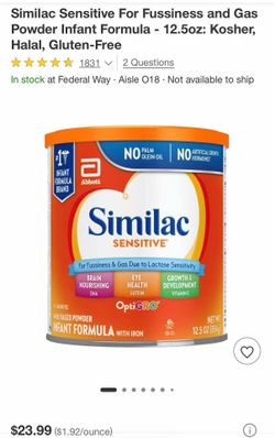 Some Similac Sensitive 12.5 Oz
