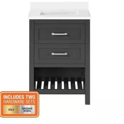 HDC - Autumn 24 in. Single Sink Gray Bath Vanity with White Engineered Stone Top - R
