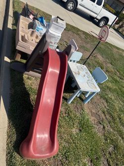 FREE - curbside pickup: Kids Outdoor Toy Lot – Slide, Table, and More