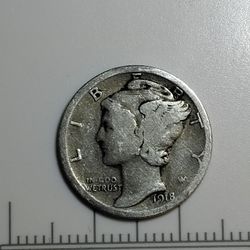 1918 Silver Mercury Dime 