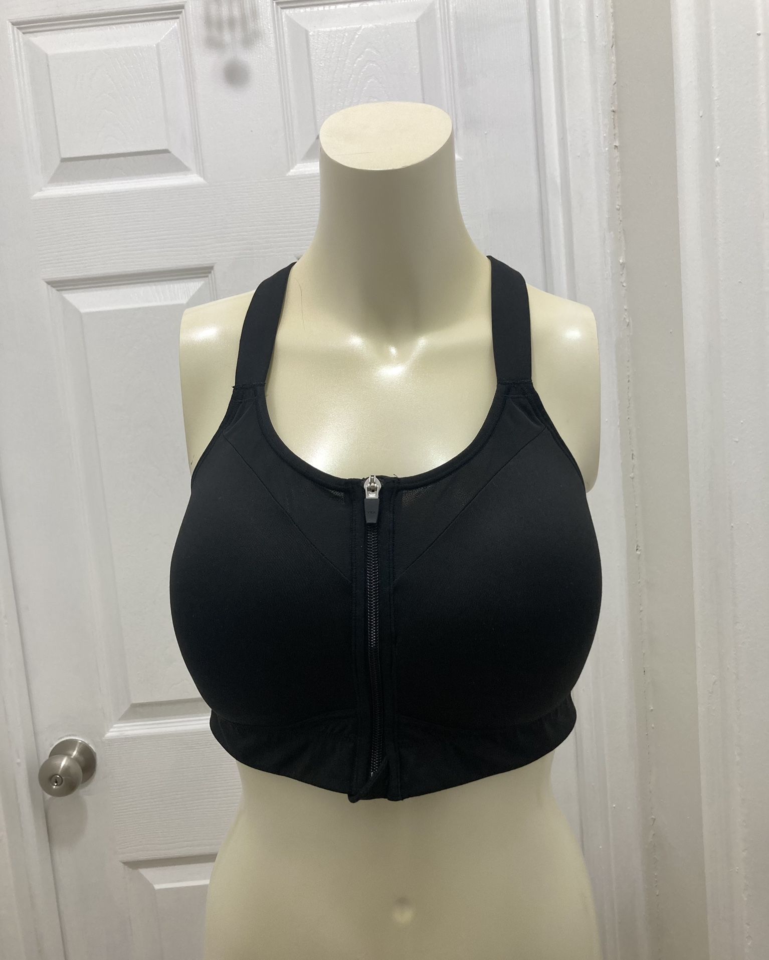 CALIA Women's Go All Out Zip Front Black Sports Bra & Hooks 36DD OR 36E Carrie