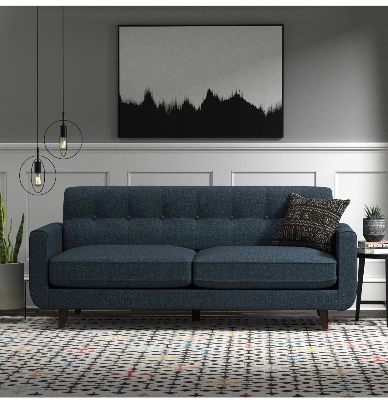 🔥Brand NEW-Rivet Sloane Mid-Century Modern Sofa with Tufted Back, 79.9"W-Denim