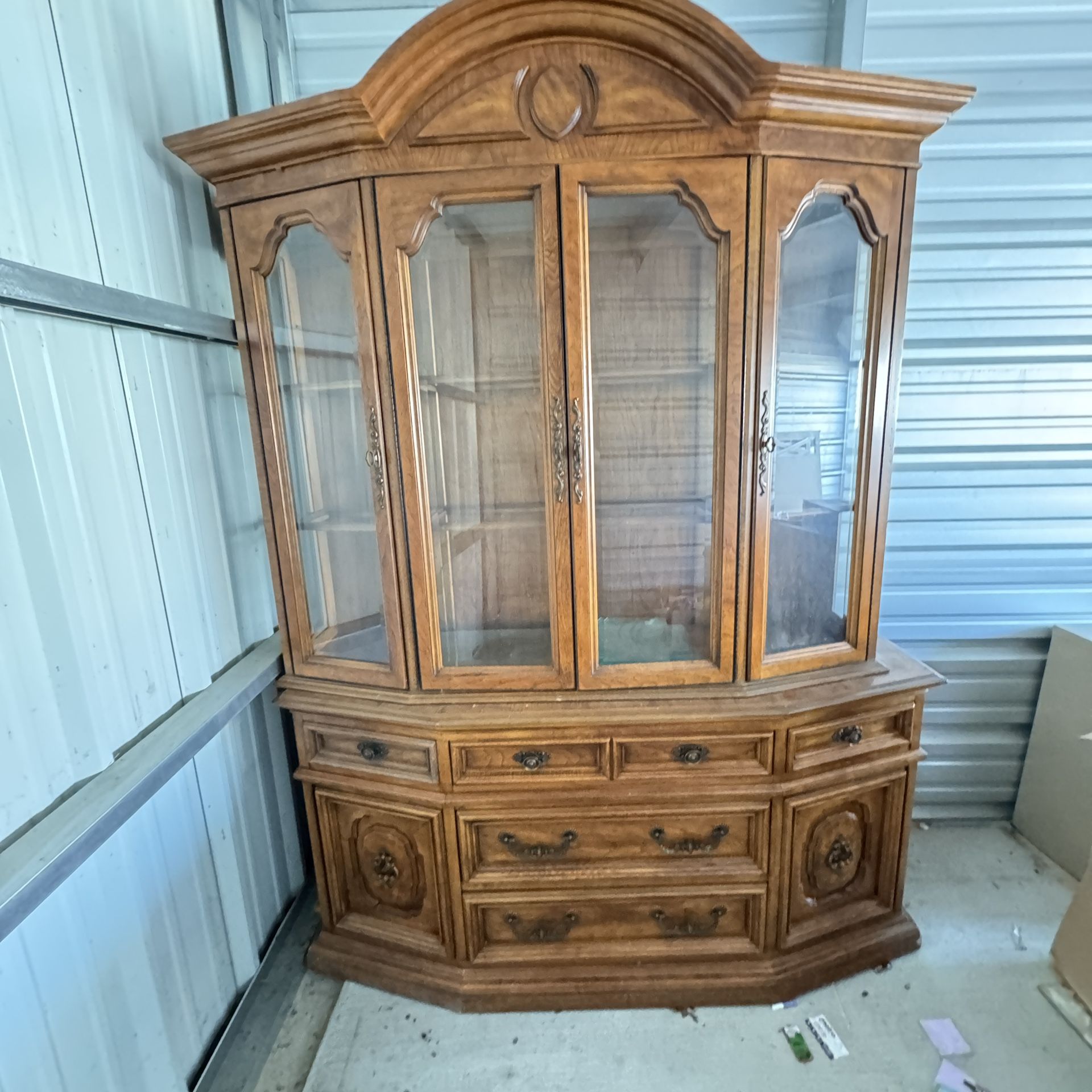 Nice Two Piece Cabinet With Glass Shelving FREE