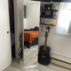 Rotating Jewelry Mirror Armoire 