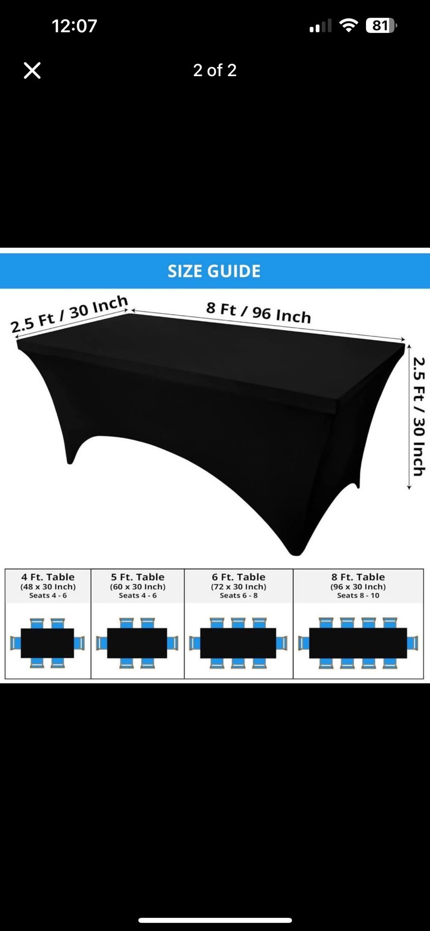 8 Ft Fitted Table Cloth
