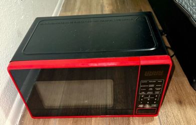 Black and Red Countertop Microwave