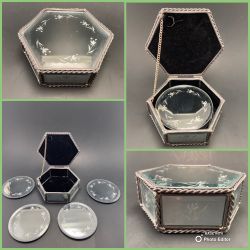 Vintage Etched Glass Coaster Set—Floral Theme 