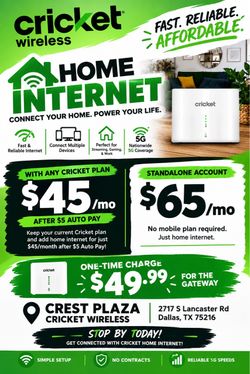 Cricket Home Internet – $45/Month with Cricket Plan!