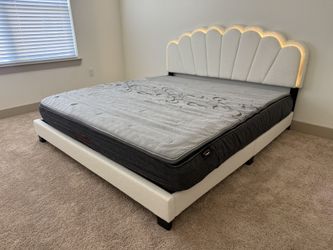 New King Size Led Bed Frame + King Hybrid Mattress