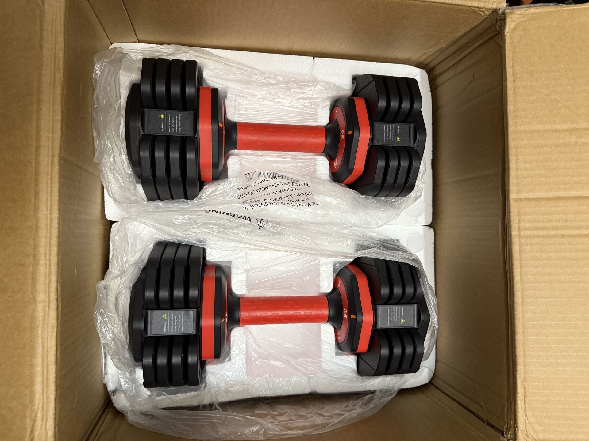 25Lb Adjustable Dumbbells (pair total 50lbs) Brand new