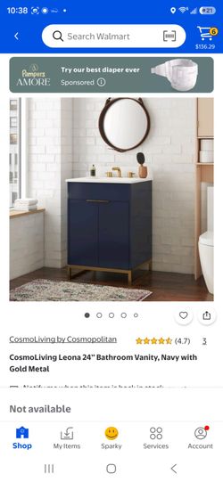 24" Bathroom Vanity Navy Gold