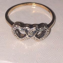 10k Gold Diamond Heart Ring 