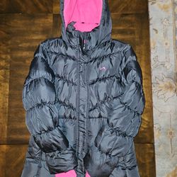 Vertical9 Ski Parka Quilted Hoodie Fleece Lining Black/Pink Sz 16

