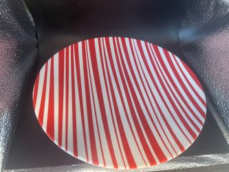 Red/White Christmas Striped Plastic Plate (10.5”)