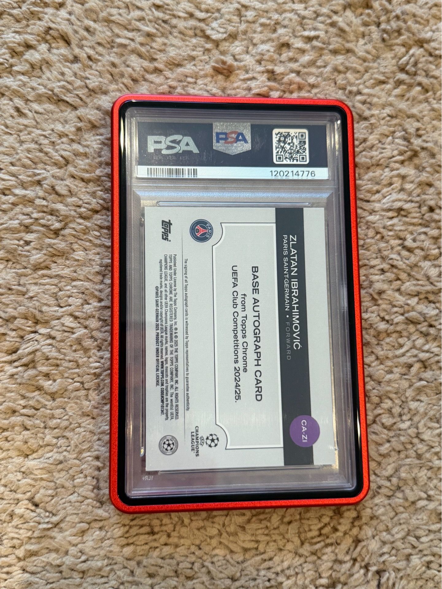 ZLATAN IBRAHIMOVIC PSA 10 2024-25 TOPPS CHROME UCC #CA-ZI AUTO RED