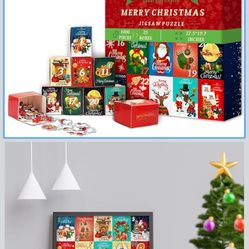 PICKFORU Advent Calendar 2025 Christmas Jigsaw Puzzles 1000 Pieces, 25 Boxes of Christmas Countdown Calendar Puzzles for Adults, Funny Holiday Puzzles