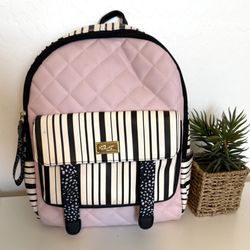 Luv Betsey Johnson Quilted Love Black Wings Light Pink Mini Backpack Black Bag. 13in tall X 11 in wide