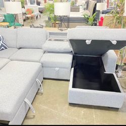 New Gray Sleeper Sectional Couch! Includes Free Delivery 🚚! Free Assembly!