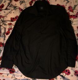 Black Long Sleeve Button-Up Dress Shirt