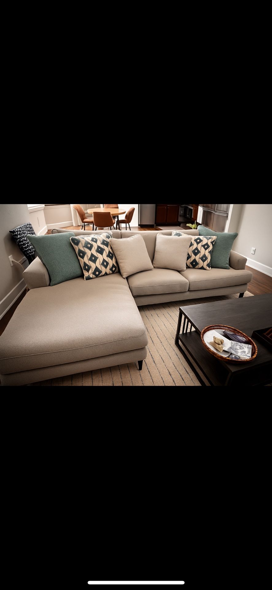 Set of 6 Decorative Couch Pillows – Modern Neutrals & Teal Pattern