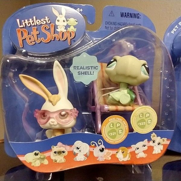 Littlest Pet Shop Pairs #321 & #322, Real Feel Turtle & Bunny Rabbit