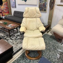 Vintage Ekornes Stressless Recliner And Footstool