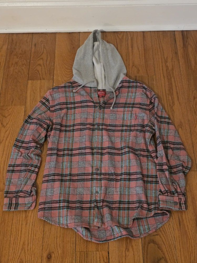 Supreme Flannel Hoodie, Sz Large