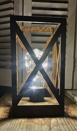 Rustic Wooden Accent Light / Edison Bulb Fairy Light Lantern