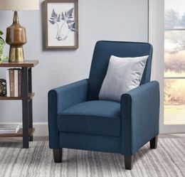 NEW Navy Blue Fabric Classic Push Back Recliner Accent Chair for Living Room, Bedroom and Office
