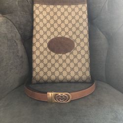 Vintage Gucci Wine Tote And Belt