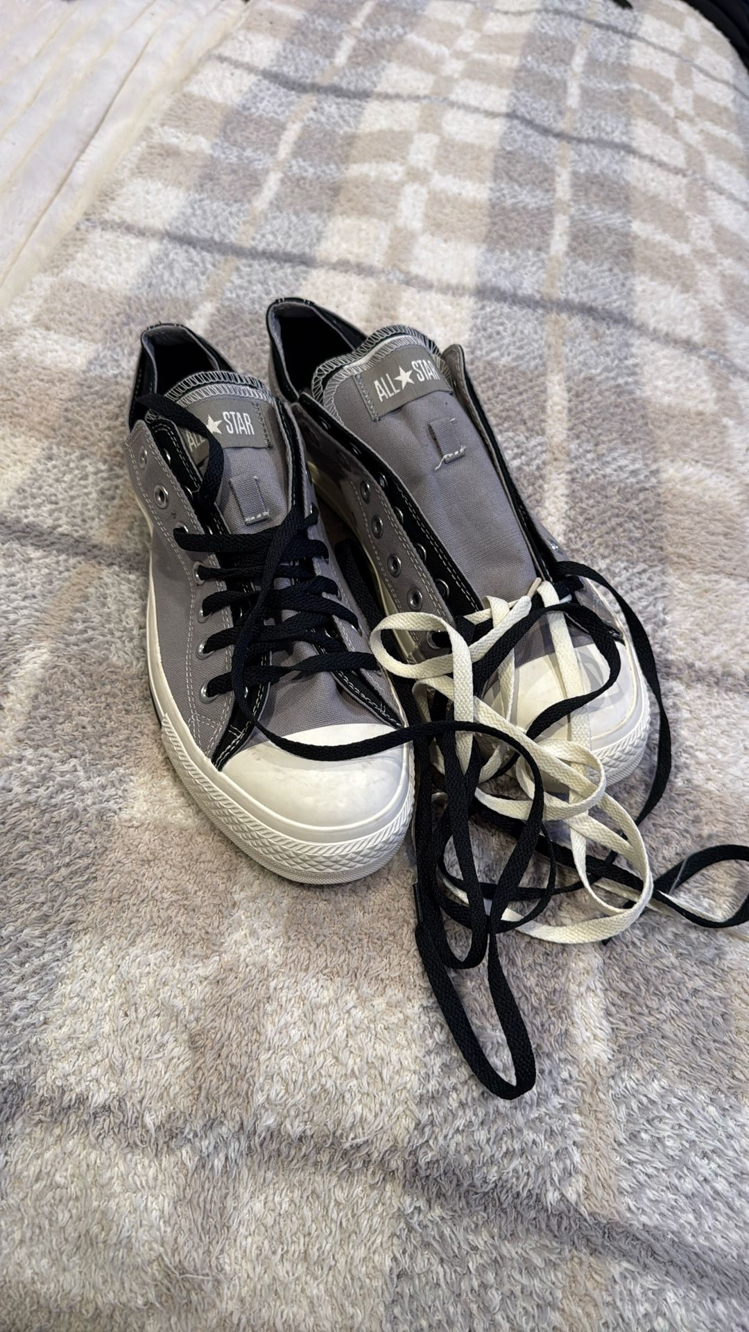 Men’s New Grey/ Black Canvas Converse. Size 12