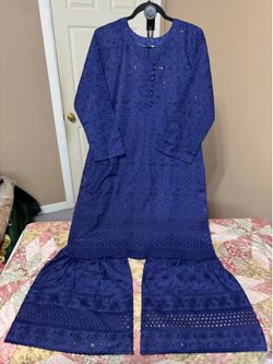 Cotton embroidered 2pc dress
