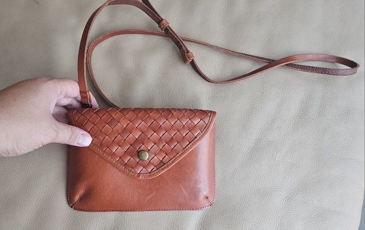 Handwoven Leather Clutch Crossbody Bag by Most Wanted USA