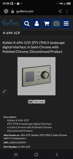 Kohler K-694-1CP; DTV (TM) II landscape digital interface; in Satin Chrome with Polished Chrome; Discontinued Product