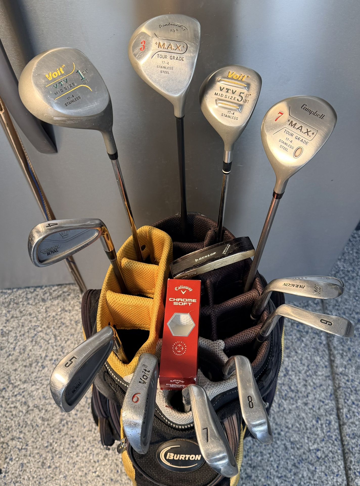 Mens RIGHT Handed Royal Crown 12pc set, with Burton Golf Bag