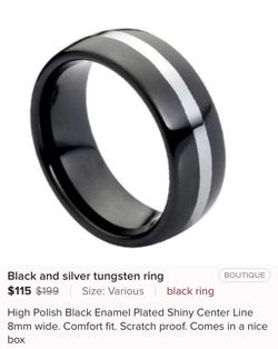 Black and silver tungsten ring