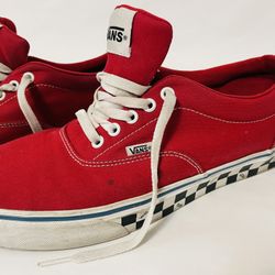 Vans Red Checkerboard Skate Shoes Era Checker Mens 12 Rare Pillow Heat Fasttimes